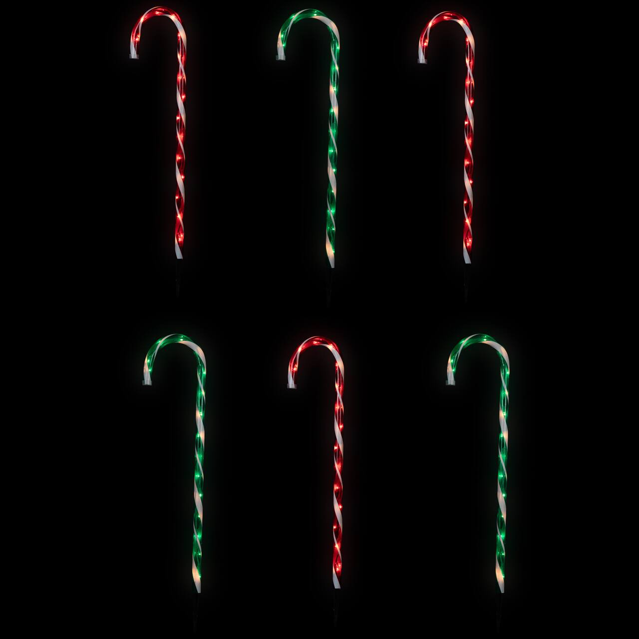 Lighted Outdoor Christmas Candy Cane Pathway Markers - 28" - Red/Green - Set of 6
